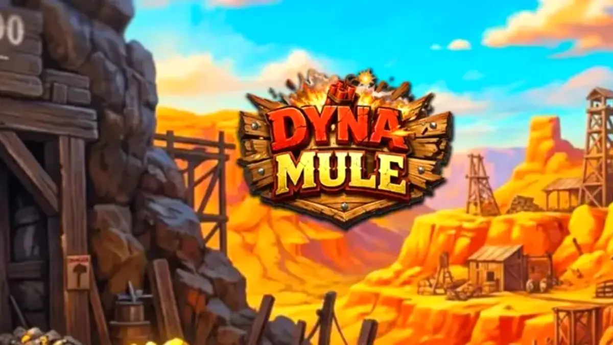 Dyna Mule slot machine interface with mining theme
