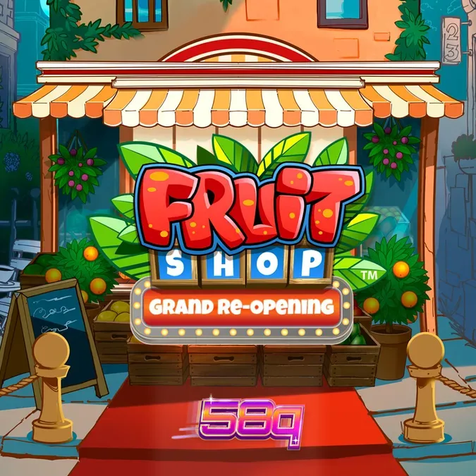Interface vibrante do jogo Fruit Shop Grand Re-Opening