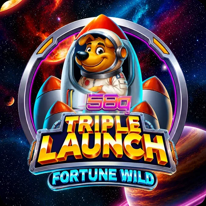 Interface do jogo de slot Triple Launch Fortune Wild com foguetes de progressão